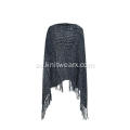 Dam stickad AB garn sjal tofsar Bohemian Poncho